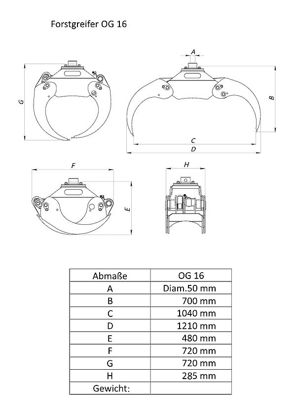 Joma-Tech Forstgreifer OG12 lieferbar mit oder ohne 3to. Rotator Holzzange