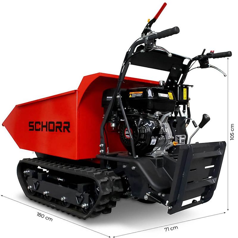 SCHORR Minidumper RR500DHKA2 PRO 500kg Mulde mit Kipphydraulik und Mitfahrplattform 9,2 PS Benzin Dumper Raupendumper